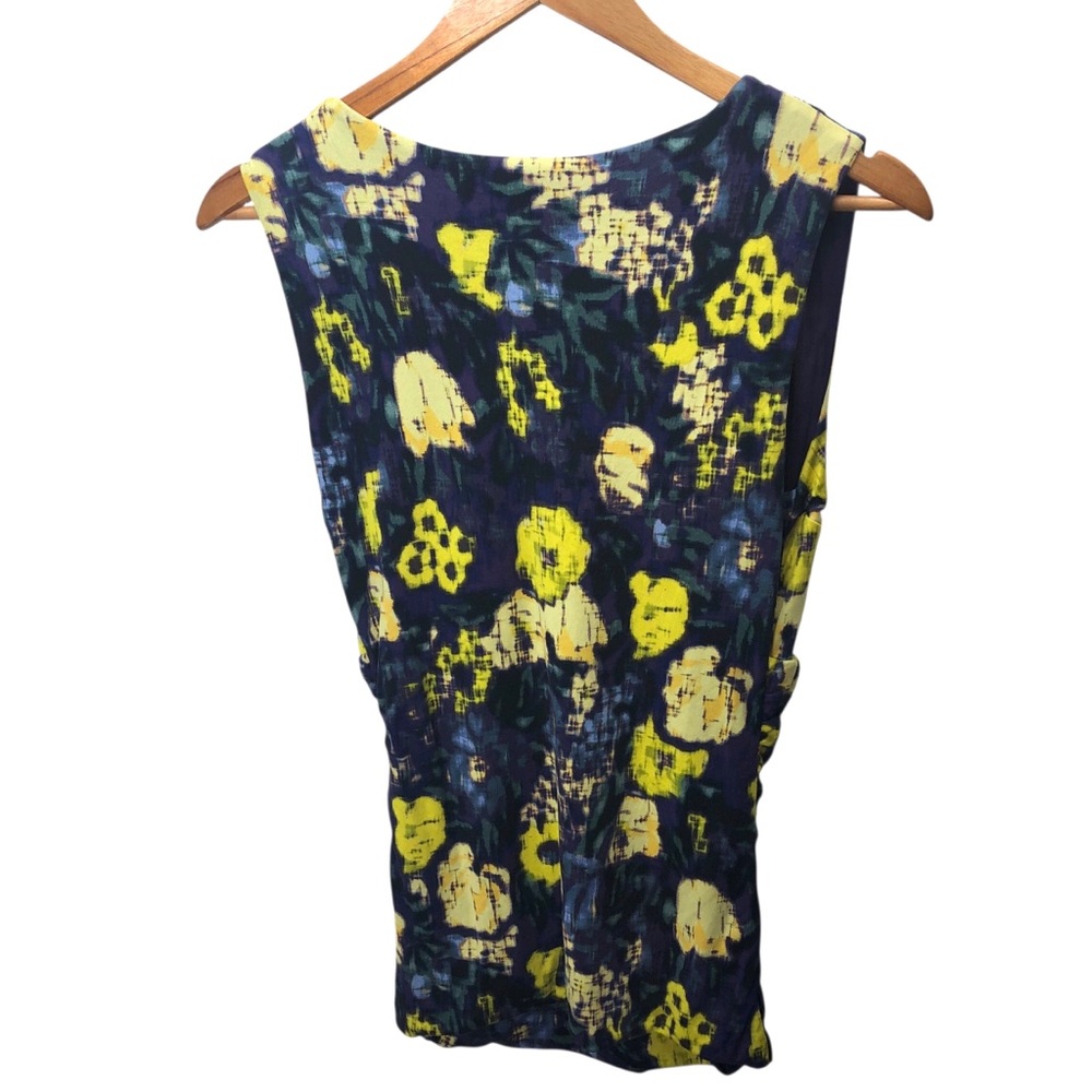 Classiques Entier Sz M Silk Blend Blouse Top Colorful Sleeveless Ruched Babydoll - Picture 6 of 10